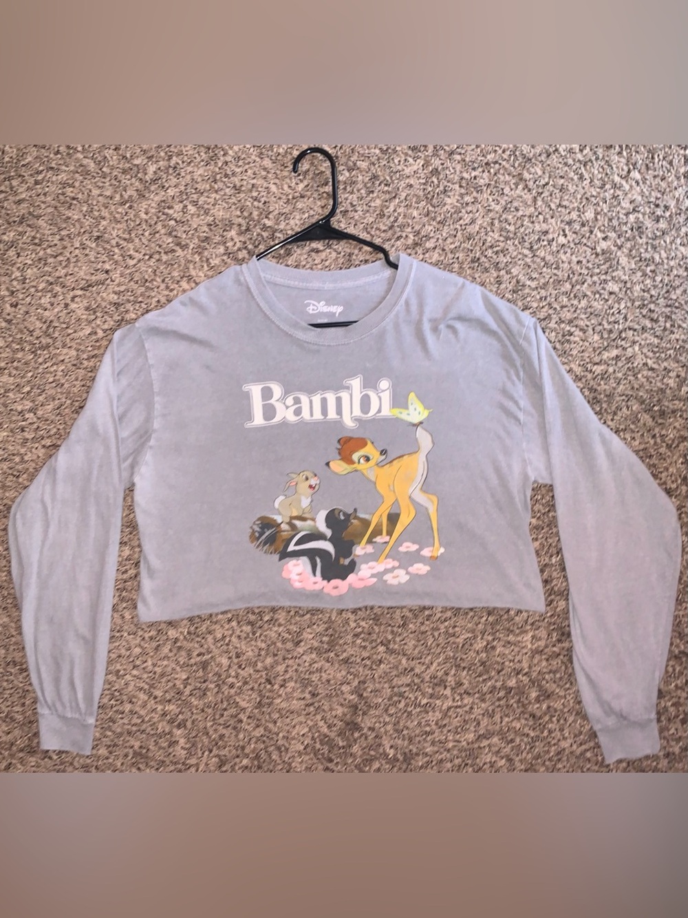 Forever 21 Light Gray Bambi Graphic Long-Sleeve Tee